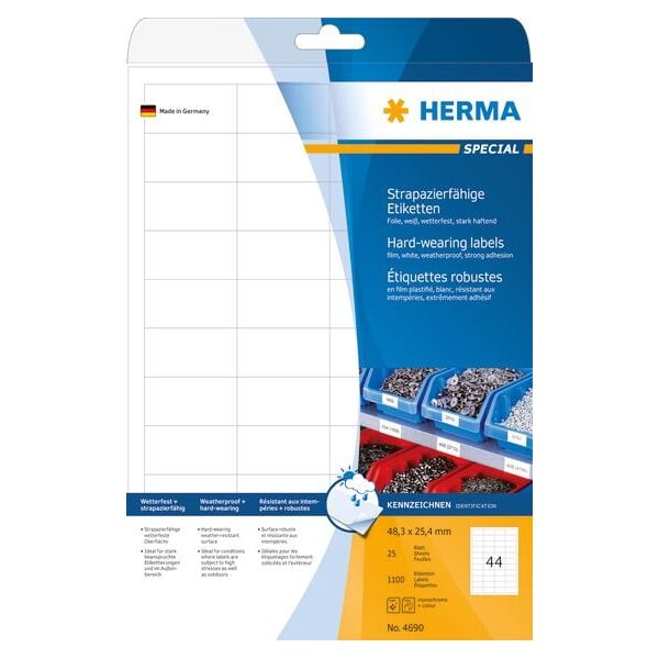 Herma Etykiety foliowe A4, folia matowa biała, 1100 szt (4690)