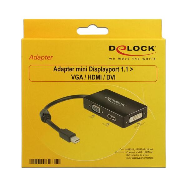 Adapter AV Delock DisplayPort Mini - HDMI - D-Sub (VGA) - DVI-D czarny (62631)
