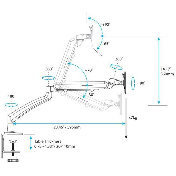 StarTech Uchwyt biurkowy na monitor 12" - 34" (ARMSLIM)