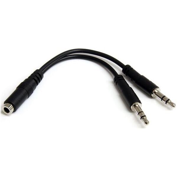 Kabel StarTech Jack 3.5mm - Jack 3.5mm x2 0.2m czarny (MUYHSFMM)