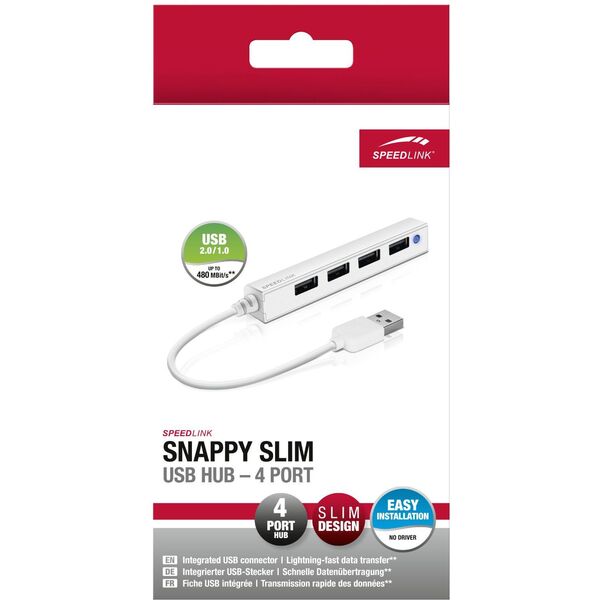 HUB USB Speedlink Snappy Slim 4x USB-A 2.0 (SL-140000-WE)