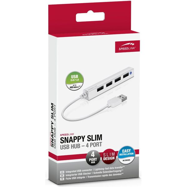HUB USB Speedlink Snappy Slim 4x USB-A 2.0 (SL-140000-WE)