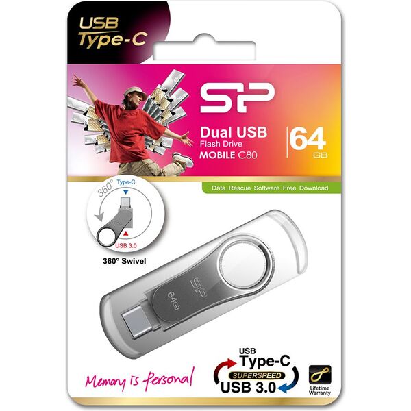 Pendrive Silicon Power Mobile C80, 64 GB  (SP064GBUC3C80V1S)