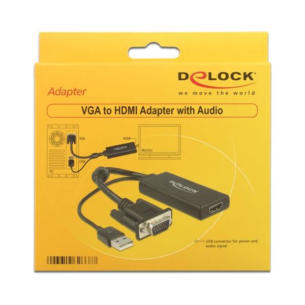 Adapter AV Delock D-Sub (VGA) - HDMI + USB-A czarny (62668)