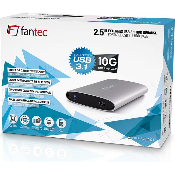 Kieszeń Fantec USB 3.1 - 2.5" SATA III ALU-25U31 (1795)