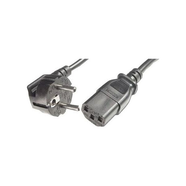 Kabel zasilający Schuko kątowy - C13, 1.8m, czarny