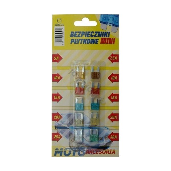 Bezpieczniki samochodowe mini, 10szt. (BEZ4007)