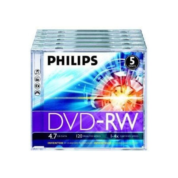 Philips DVD-RW 4.7 GB 4x 5 sztuk (DN4S4JO5F/00)