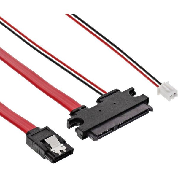 InLine SATA 15-pin - Molex x2, 0.35m, Czerwony (29695B)