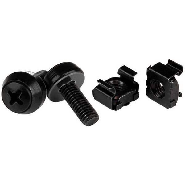 StarTech Zestaw śrubki M6 x 12mm/podkładki/nakrętki - 100kpl. Czarne (CABSCREWM62B)