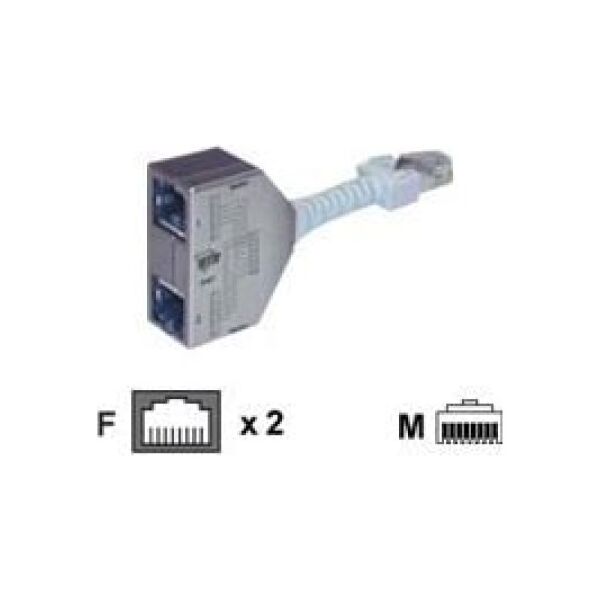 Metz RJ-45/2x RJ-45, srebrny (130548-03-E)