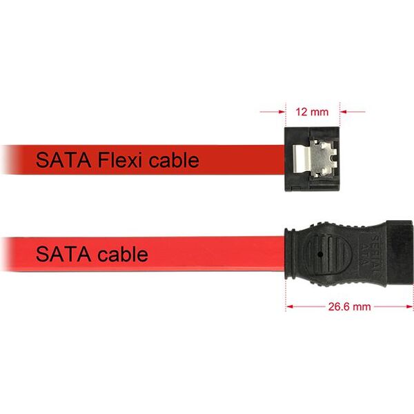 Delock SATA - SATA, 0.5m, Czerwony (83835)