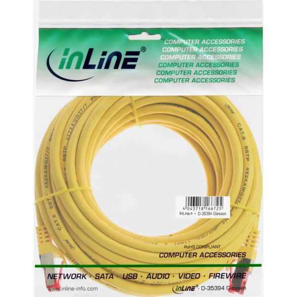 InLine Patchcord S/FTP, PiMF, Cat.6, PVC, żółty 25m (76425Y)