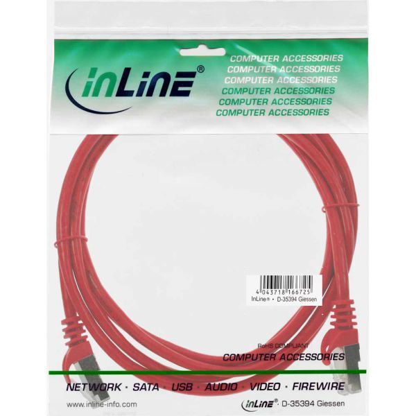InLine Patchcord F/UTP, Cat.5e, czerwony 0.3m (71533R)