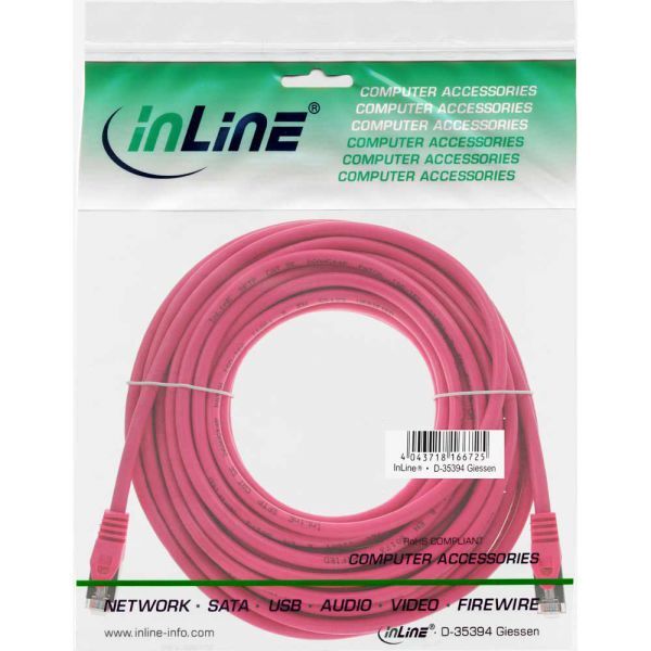 InLine Patchcord SF/UTP, Cat.5e, różowy 20m (72520M)