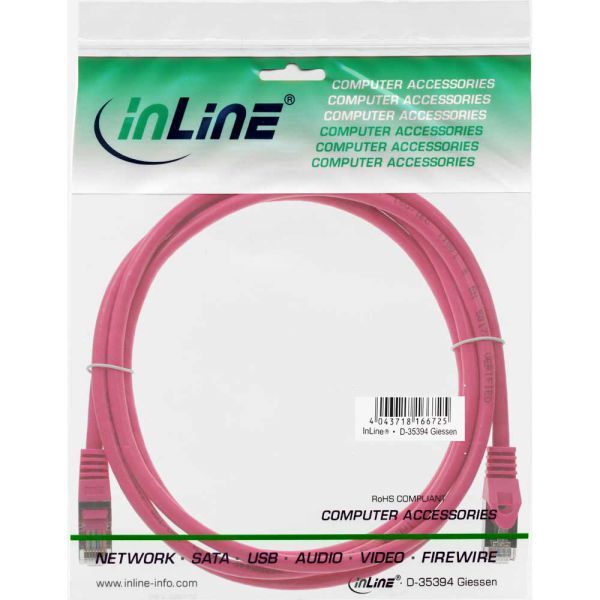 InLine Patchcord SF/UTP, Cat.5e, różowy 0.25m (72522M)