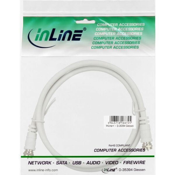 Kabel InLine Antenowy (F) 1m biały (69301)
