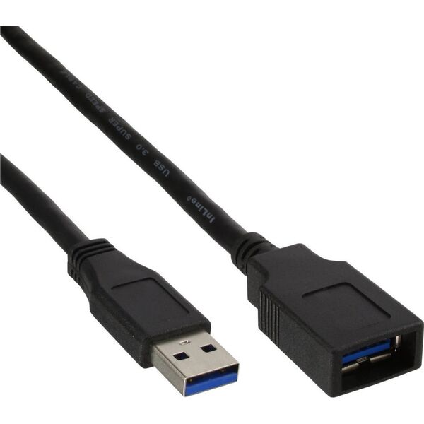 Kabel USB InLine USB-A - USB-A 0.5 m Czarny (35605)