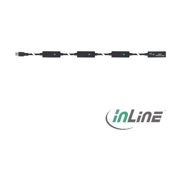 Kabel USB InLine USB-A - USB-A 20 m Czarny (35657)