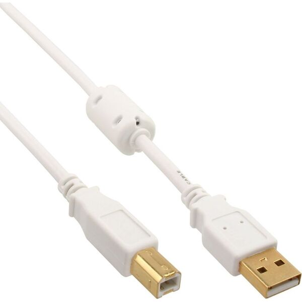 Kabel USB InLine USB-A - USB-B 0.5 m Biały (34505W)