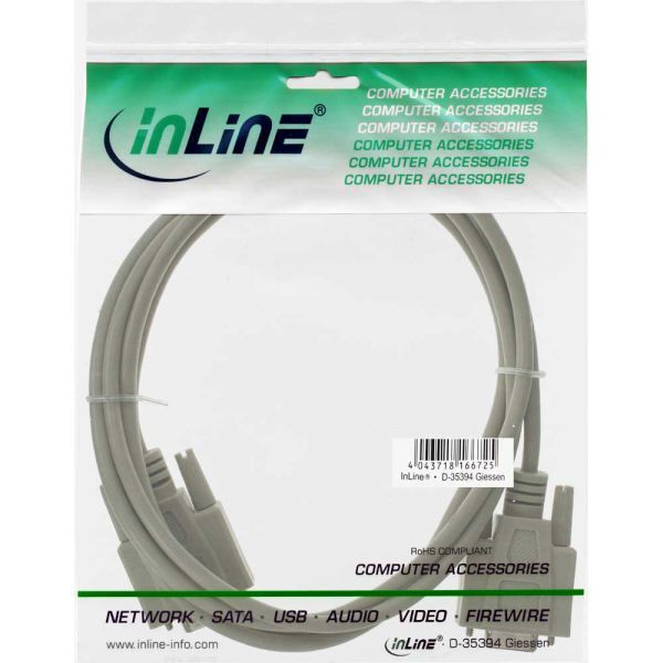 InLine DB-9 - DB-9, 3m, Szary (12233)