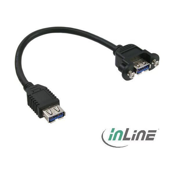 InLine USB-A - 0.2 m Czarny (33445F)