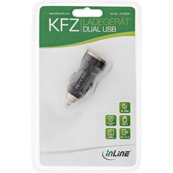 Ładowarka InLine 31502N 2x USB-A 3.1 A  (31502N)
