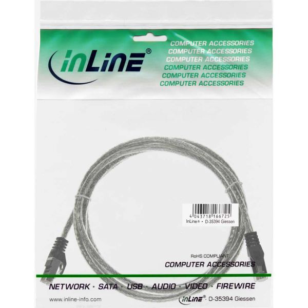 InLine Patchcord SF/UTP Cat.5e, przeźroczysty 0.25m (72522T)