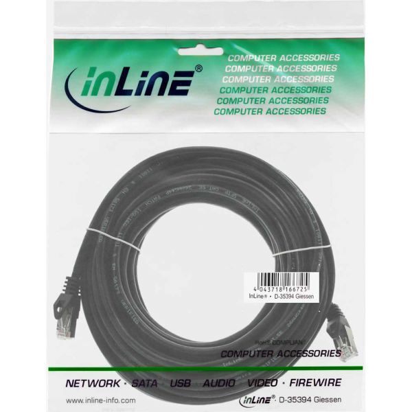 InLine Patchcord SF/UTP Cat.5e, czarny 25m (72525S)