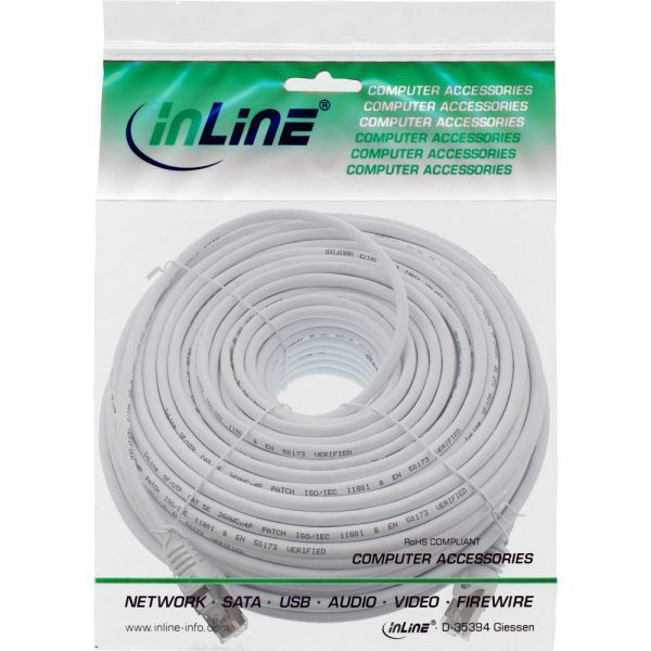 InLine Patchcord SF/UTP Cat.5e, biały 50m (72555W)