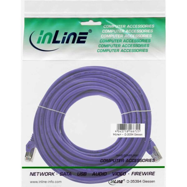 InLine Patchcord SF/UTP Cat.5e, fioletowy 7.5m (72575P)