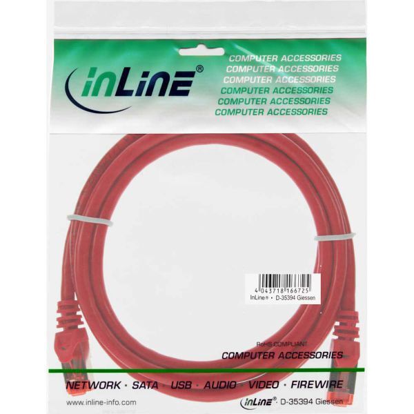 InLine Patchcord S/FTP, PiMF, Cat.6, 250MHz, PVC, czerwony, 2m (76102R)