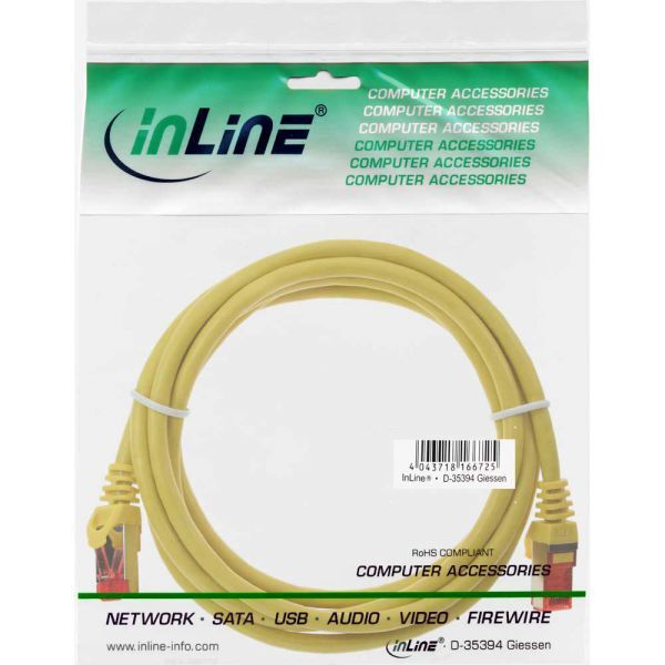 InLine Patchcord S/FTP, PiMF, Cat.6, 250MHz, PVC, CCA, żółty 0.3m (76133Y)