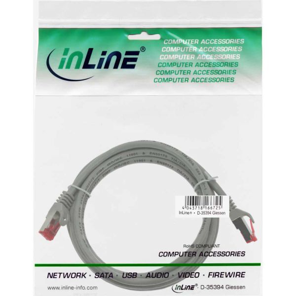 InLine Patchcord S/FTP, PiMF, Cat.6, 250MHz, PVC, CCA, szary 0.5m (76150)