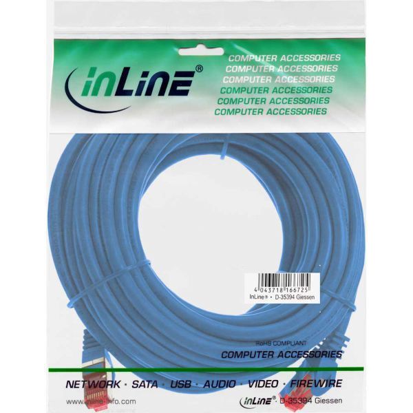 InLine Patchcord S/FTP, PiMF, Cat.6, 250MHz, PVC, niebieski 15m (76415B)