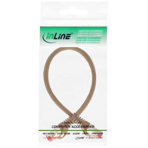 InLine Patchcord S/FTP, PiMF, Cat.6, 250MHz, PVC, brązowy 0.3m (76433K)