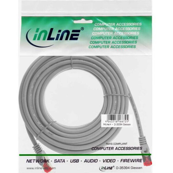 InLine Patchcord S/FTP, PiMF, Cat.6, 250MHz, halogen free, szary 7.5m (76907)