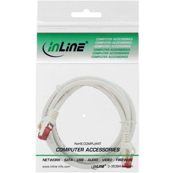 Intos Patchcord S/FTP, PiMF, Cat.6, 250MHz, halogen free, biały 1.5m (76912W)