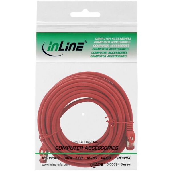 Intos Patchcord S/FTP, PiMF, Cat.6, 250MHz, halogen free, czerwony 15m (76915R)