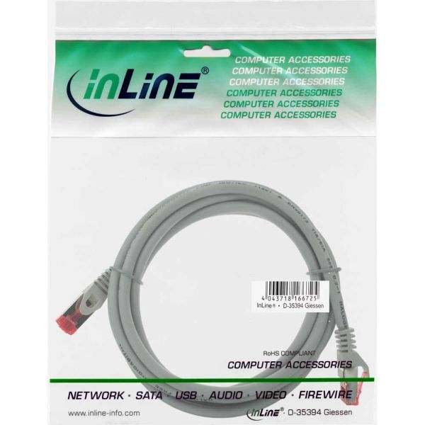 Intos Patchcord S/FTP, PiMF, Cat.6, 250MHz, halogen free, szary 0.25m (76922)