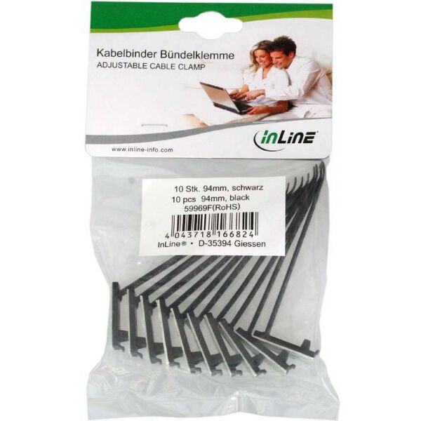 Organizer InLine Opaska zaciskowa Czarny 10 sztuk  (59969D)