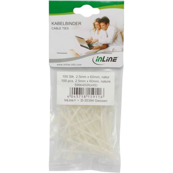 Organizer InLine Opaska zaciskowa Biały 100 sztuk  (59964F)