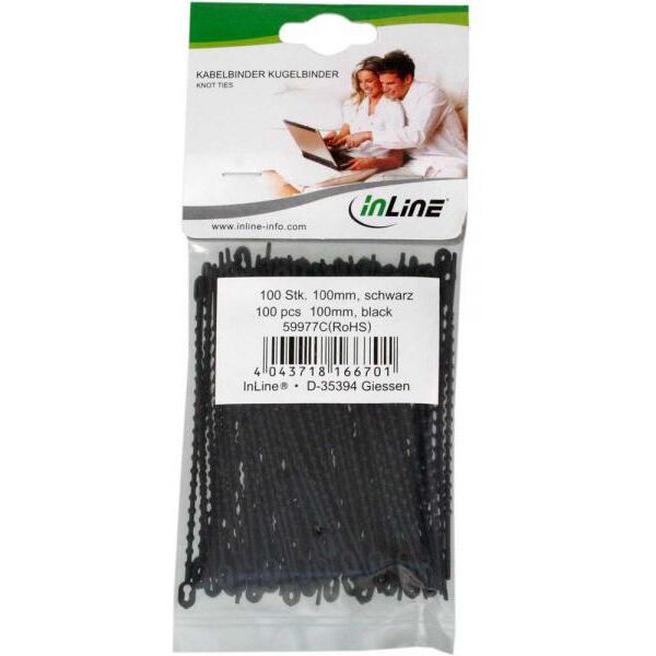 Organizer InLine Opaska zaciskowa Czarny 100 sztuk  (59977D)