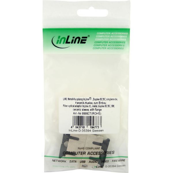 InLine Adapter światłowodowy Duplex SC/SC SM (89992T)