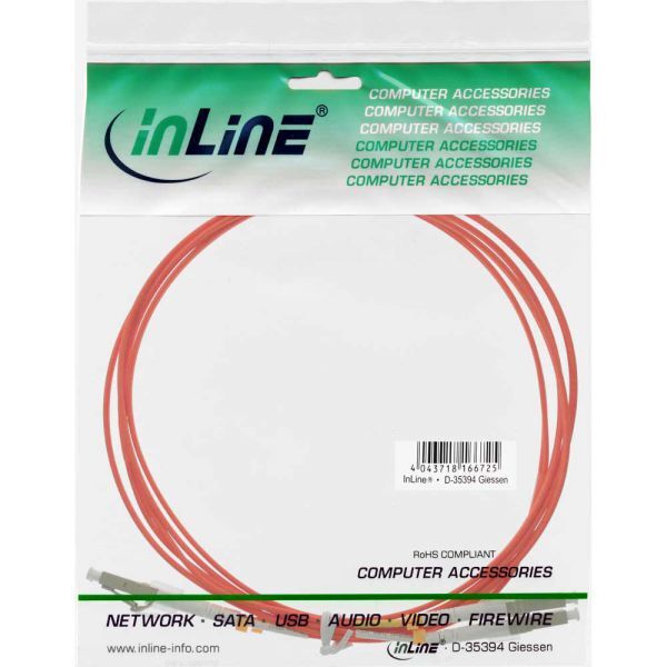 InLine Patchcord światłowodowy LC/LC, 62.5/125µm, OM1, 0.5m (88634)