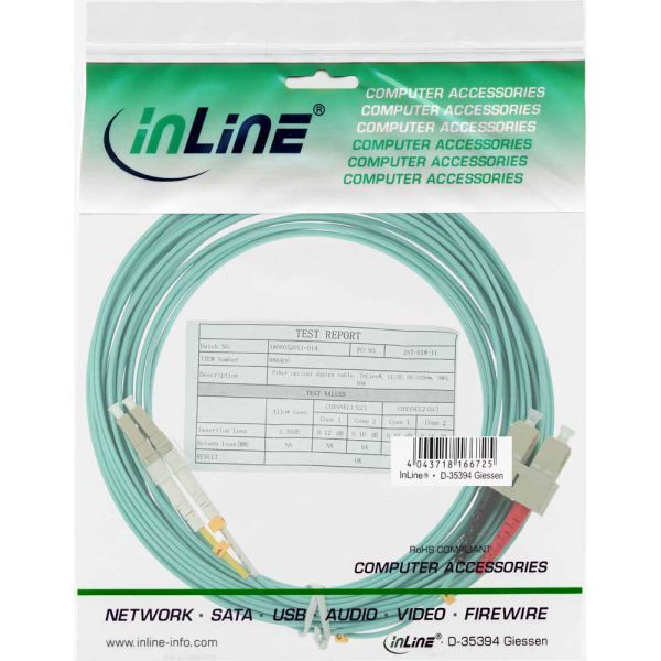 InLine Światłowód Duplex LC/SC 50/125µm OM3 7.5m niebieski (88647O)