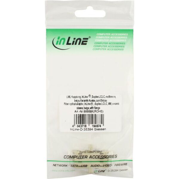 InLine Światłowodowy Adapter Duplex LC/LC MM, szary (89989K)