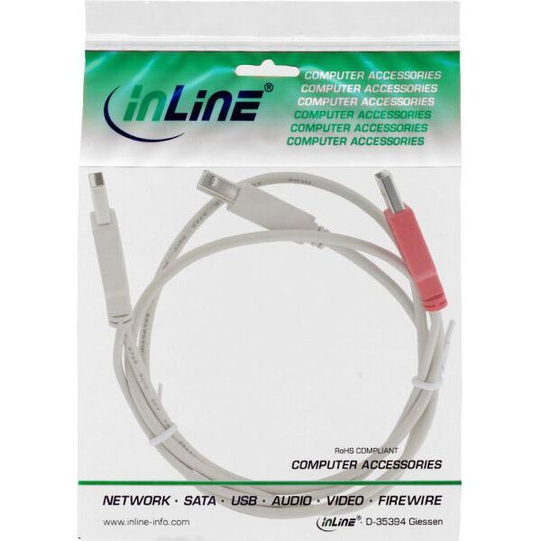 Kabel USB InLine 2x USB-A - USB-B 1 m Szary (34510X)
