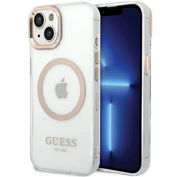 Guess case for iPhone 15 Plus 6,7&quot; GUHMP15MHTRMD gold HC Magsafe Metal Outline 3666339196905