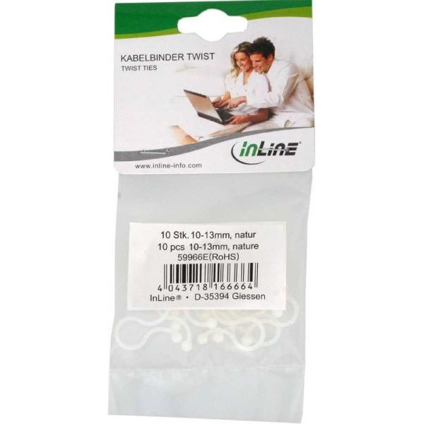 Organizer InLine Linka zaciskowa Biały 10 sztuk  (59966E)